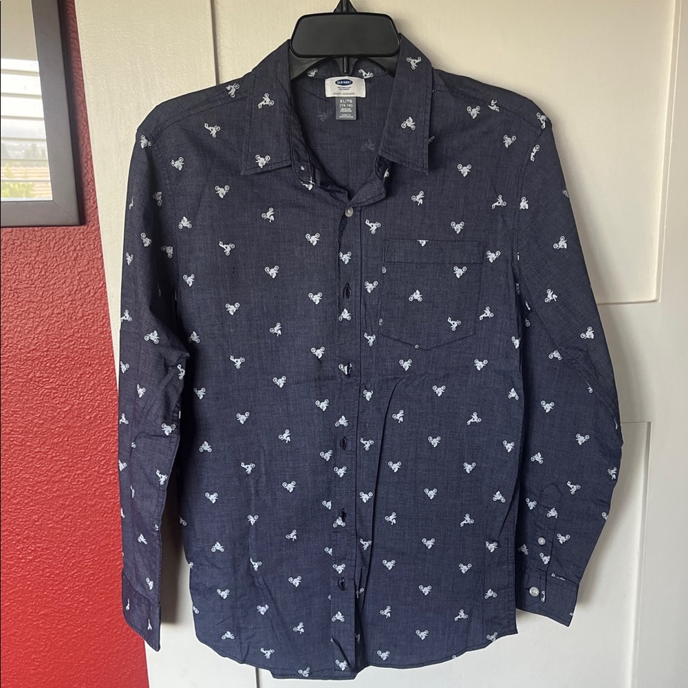 Old Navy Dark Blue Shirt with White Pattern